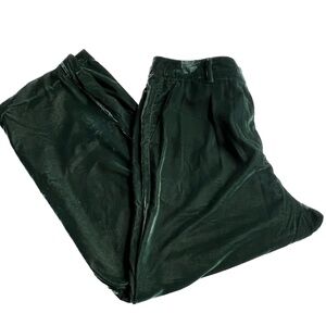 Old Navy Pants Taylor Wide Leg Trouser Green Velour Ultra High Rise 04/23 Sz L